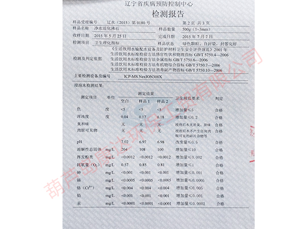 凈水產(chǎn)品疾控中心檢驗(yàn)報(bào)告